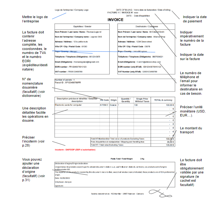 Facture commerciale - Professionnel